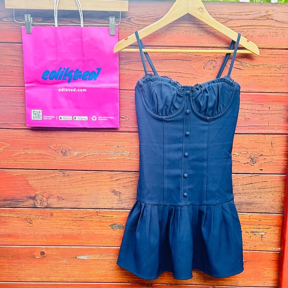 Edikted Cupped Drop Waist Mini Dress XS - Picture 1 of 8